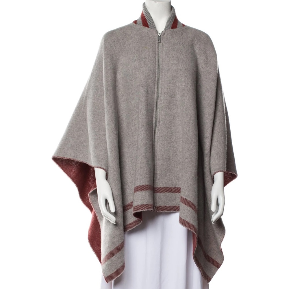 NWT Rag & Bone wool varsity zip poncho in mid grey One Size